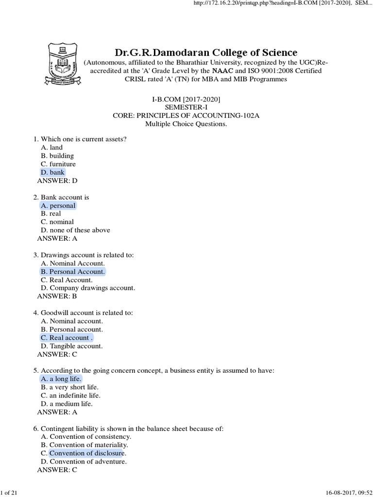 MCQ Principles of Accounting1 PDF