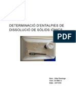 Determinació D'entalpies de Dissolució de Sòlids Iònics