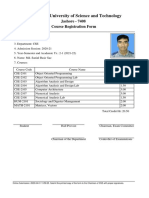 Jashore University of Science and Technology: Jashore - 7408 Course Registration Form