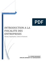 Introduction A La Fiscalite Des Entreprises: Champ D'application, Calcul Et Paiement