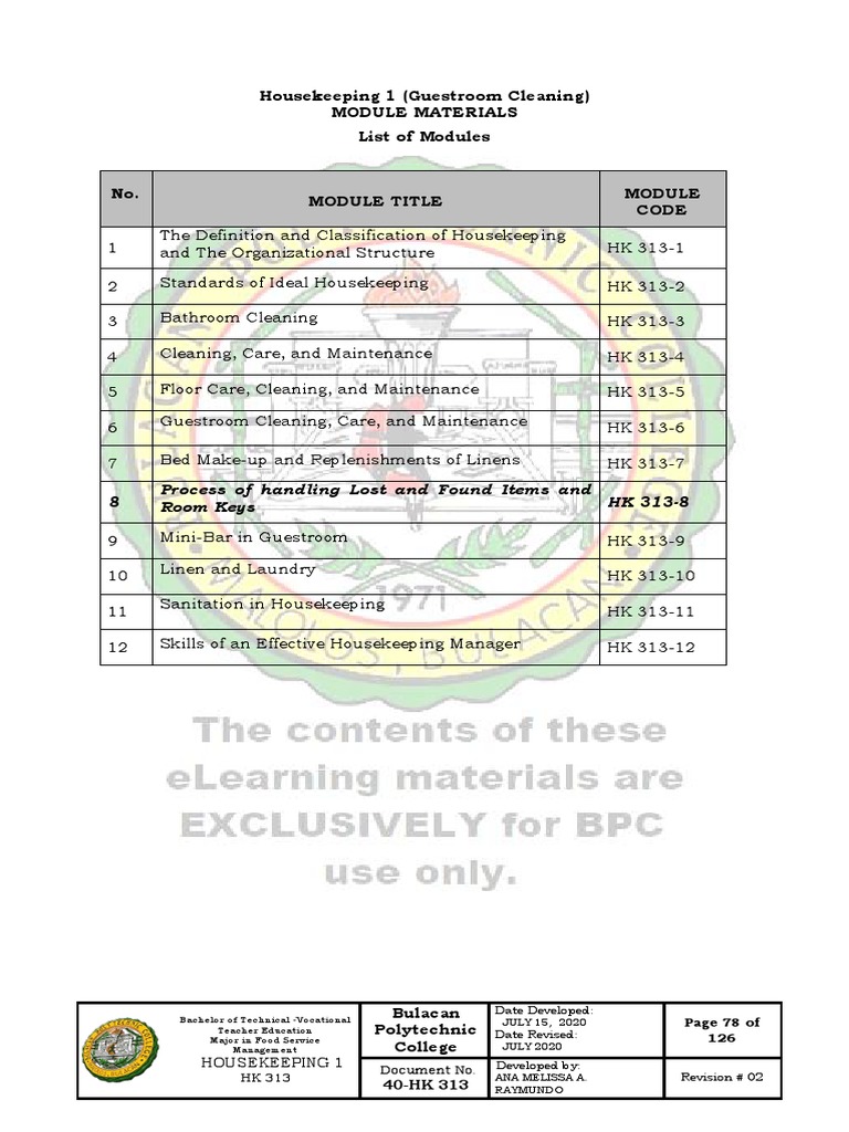 Process Of Handling Lost And Found Items And Room Keys Pdf