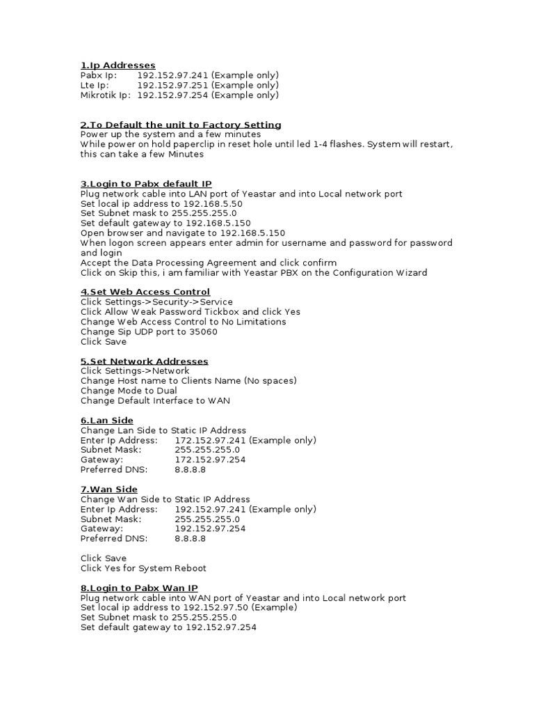 Yeastar S20 PBX Configuration Guide | PDF | Ip Address | Port (Computer ...