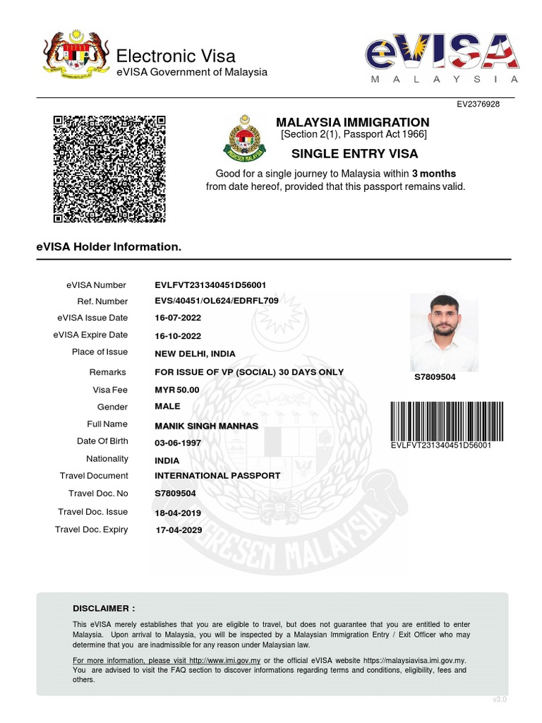 Malaysia eVISA Certificate_SIDDHARTH TANAJI_BAIKAR(1) (1) PDF