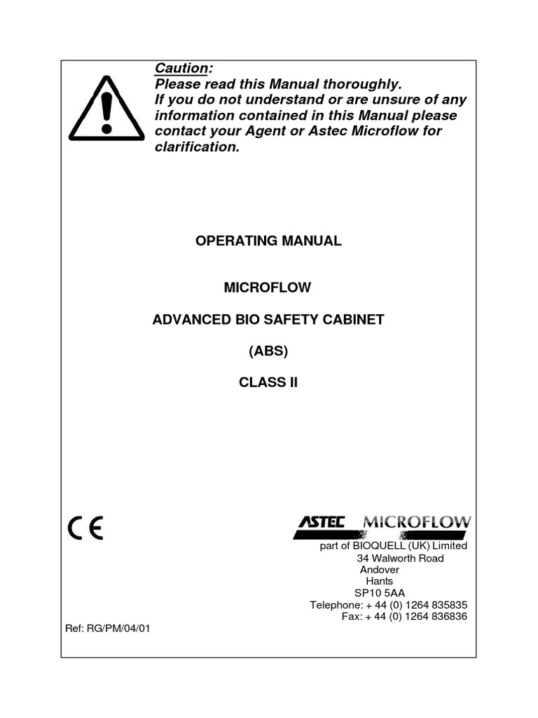 ABS Operating Manual Class II RG PM (Old) PDF
