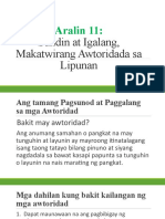 Aralin 11 - Sundin at Igalang Makatwirang Awtoridad Sa Lipunan