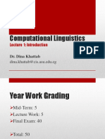Computational Linguistics: Lecture 1: Introduction