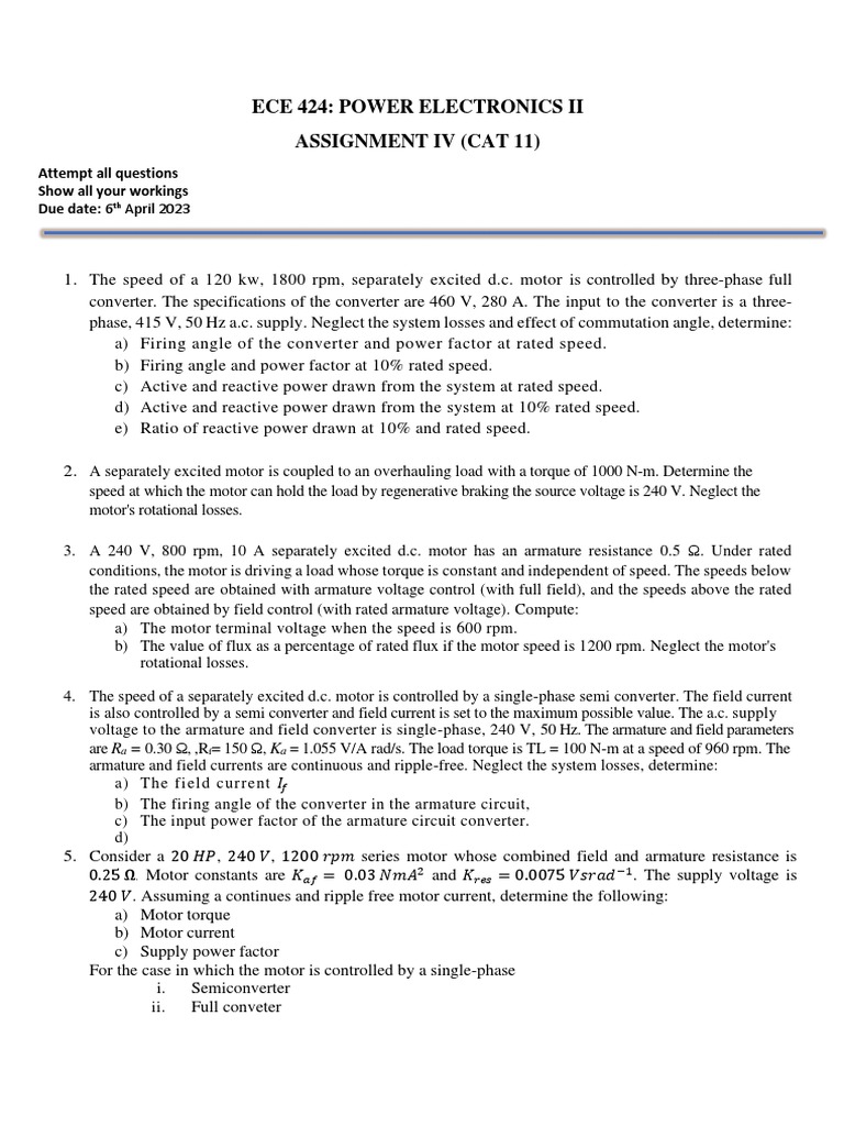 Power Electronics II Assignment IV Solutions | PDF | Technology ...