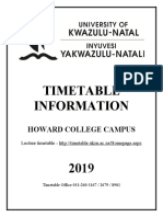 2019 Howard College Timetable Information Booklet