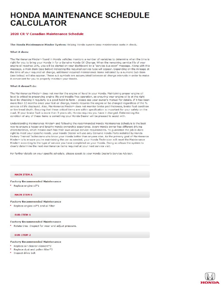 2020 HONDA CR V MAINTENANCE SCHEDULE PDF FREE DOWNLOAD intelligence overview