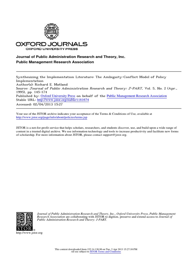 Ambiguity-Conflict Model in Policy Implementation | PDF | Policy | Top ...