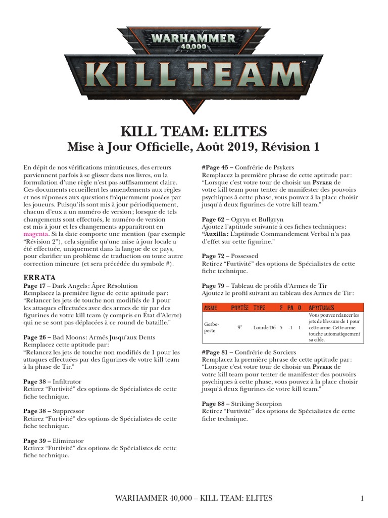 Kill Team Elites Errata FR | PDF