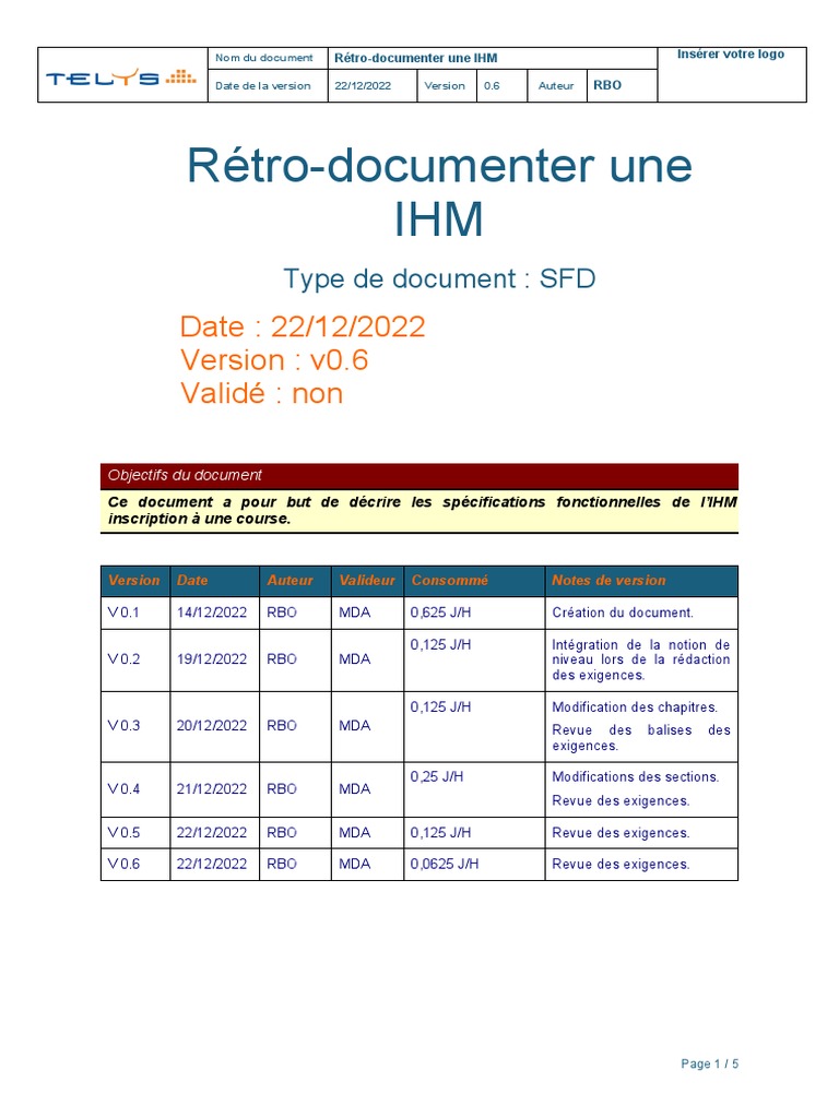 Spécifications IHM Inscription Course | PDF | Technologie et ingénierie