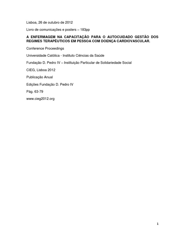 Enfermagem Na Capacitação Do Autocuidado Gestão Dos Regimes