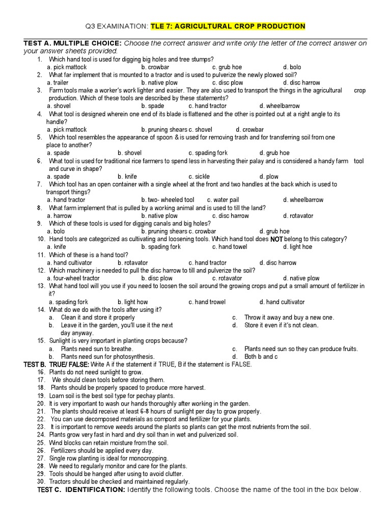 AGRICROP PRODUCTIONQuarterExaminationAgriculturalCropProduction7