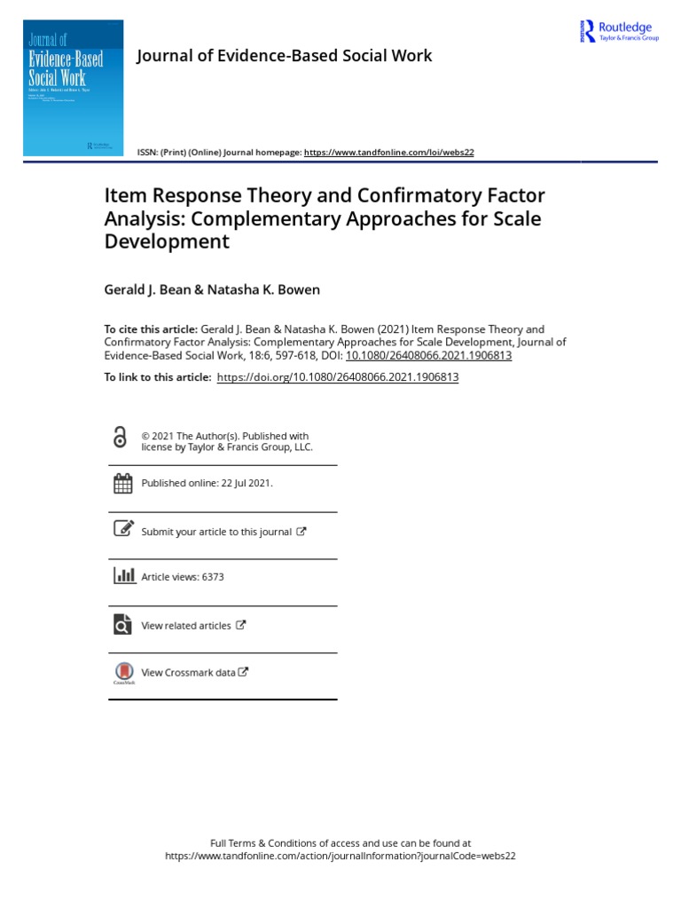 Item Response Theory and Confirmatory Factor Analysis: Complementary ...