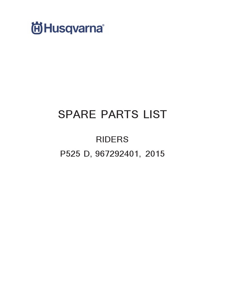 Spare Parts List: Riders P525 D, 967292401, 2015 | PDF | Electrical