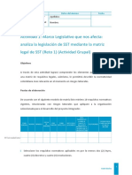 Actividad 1. Marco Legislativo Que Nos Afecta, Analiza La Legislación de SST Mediante La Matriz Legal de SST (Reto 1) (Actividad Grupal)