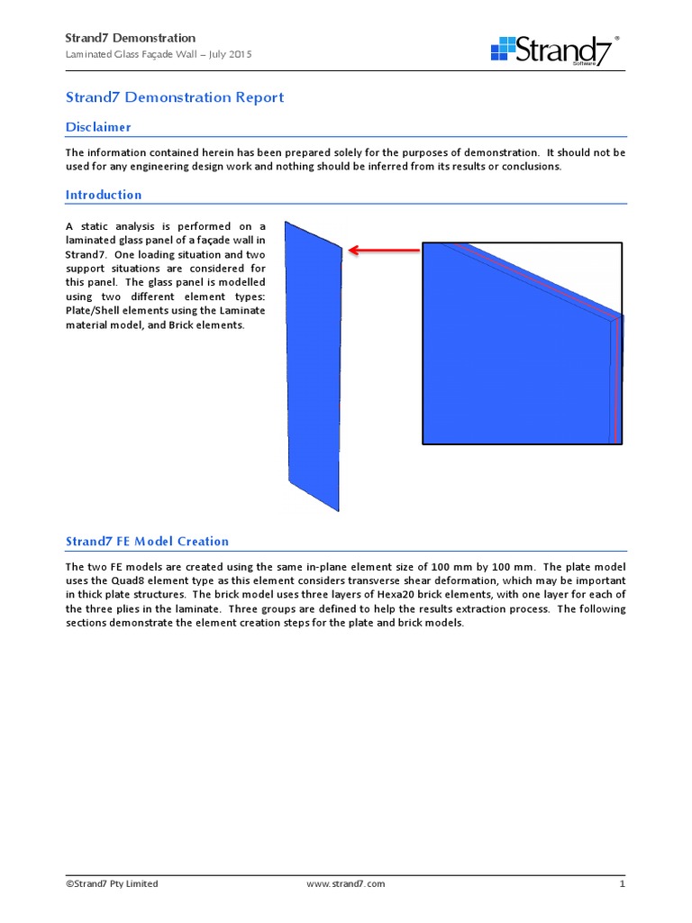 STRAND7 - Glass Modelling by Brick Elements | PDF | Extrusion | Young's ...