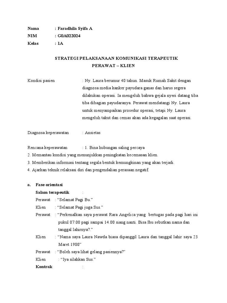 Format SP Komunikasi Terapeutik | PDF