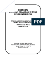 Proposal Bantuan Keuangan Khusus Pemerintah Desa: Program Pembangunan Dan Pemeliharaan Kantor Dan Balai Desa TAHUN 2023