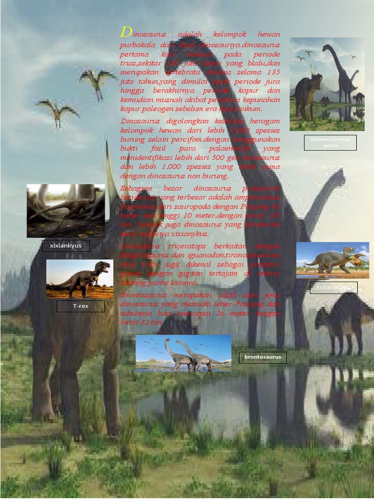 Dinosaurus Adalah Kelompok Hewan Purbakala Dari Klad Dinosauriya | PDF