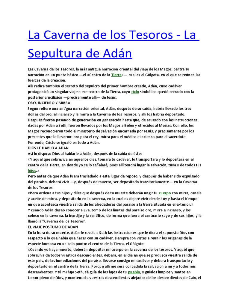 La Caverna de Los Tesoros - La Sepultura de Adan | Descargar gratis PDF ...