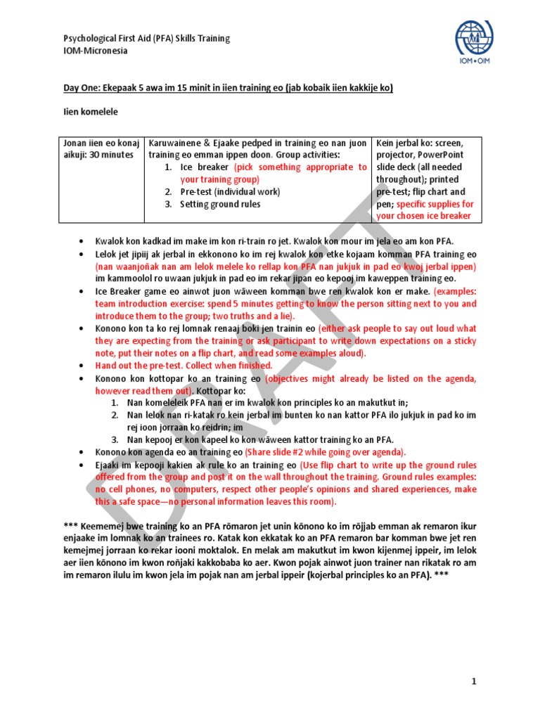 PFA Skills Training Overview | PDF | Wellness