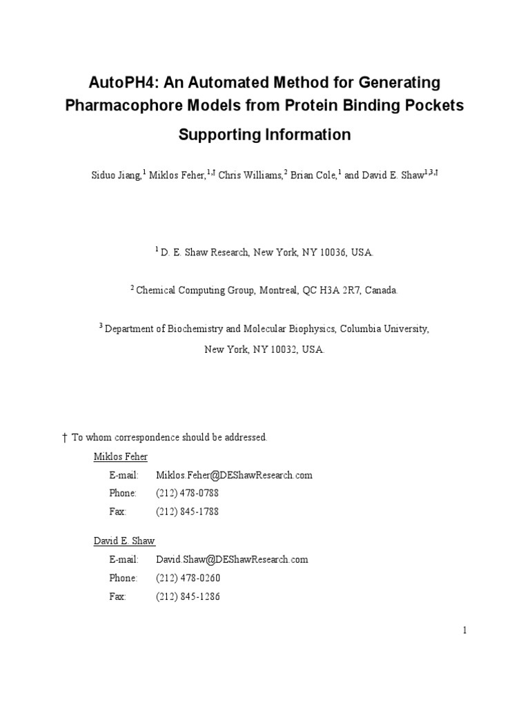 Autoph4 an automated method for generating pharmacophore models from