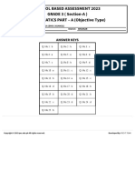 School Based Assessment 2023 GRADE 3 (Section-A) MATHEMATICS PART - A (Objective Type)