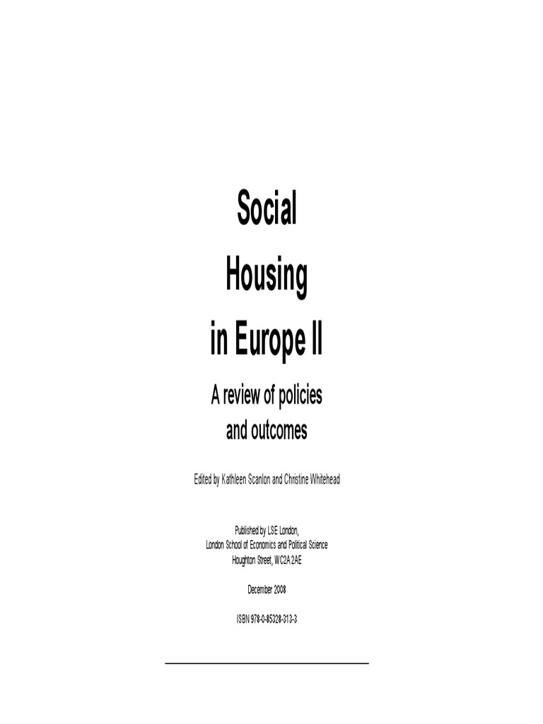 Social Housing In Europe Ii Pdf Public Housing Capitalism