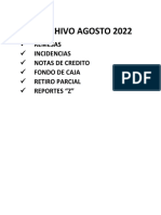 Archivo Agosto 2022: Remesas Incidencias Notas de Credito Fondo de Caja Retiro Parcial Reportes "Z"