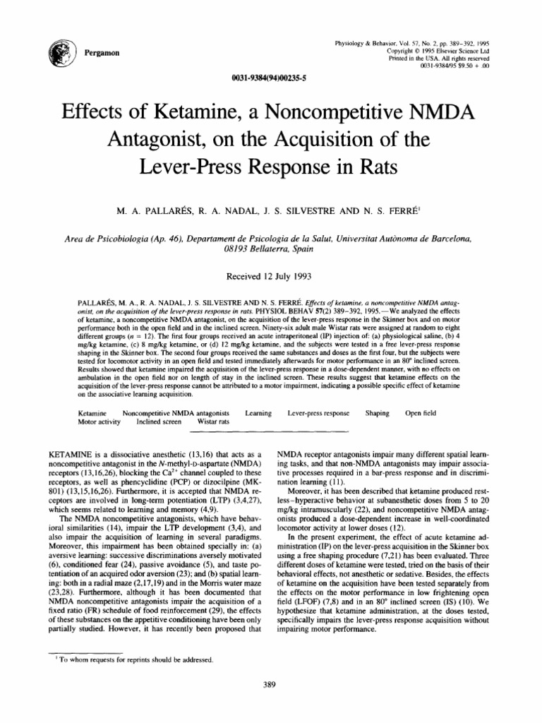 1995 Pallarés Nadal Ketamine Lever Pess | PDF | Phencyclidine | Nmda ...