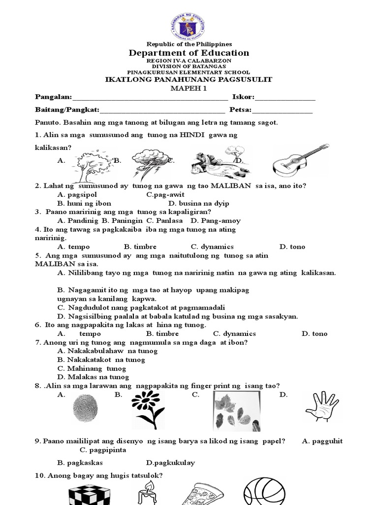 Q3 Periodical Test In Mapeh 1 Pdf