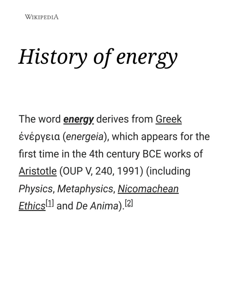 History of Energy - Wikipedia | PDF | Entropy | Thermodynamics