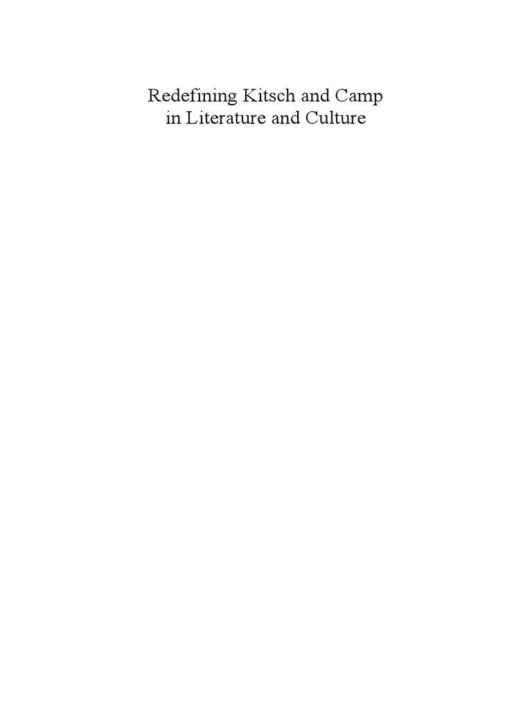 Redefining Kitsch and Camp in Literature and Culture PDF Aesthetics