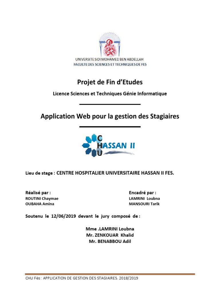 Gestion des Stagiaires au CHU Fès | PDF | Langage de Modélisation ...