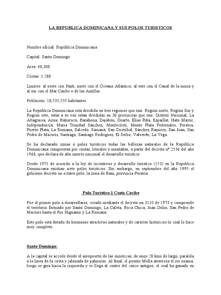 Polos Turísticos de Rep. Dom. | Descargar gratis PDF | República ...