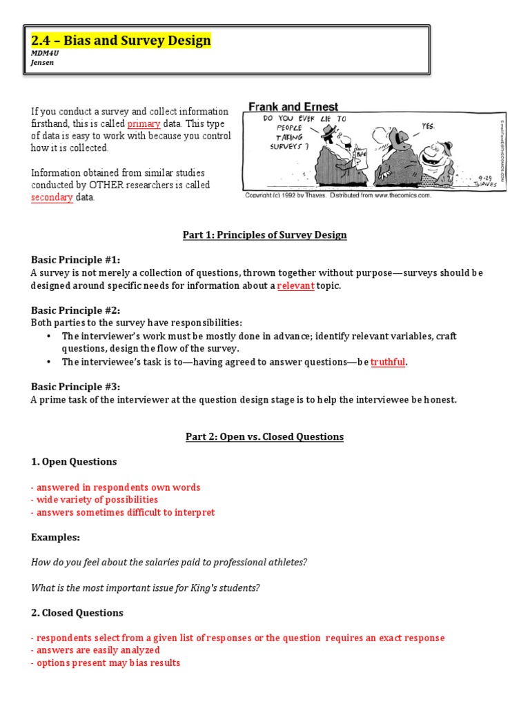 Survey Design and Bias Explained | PDF | Survey Methodology | Sampling ...