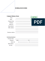 Customer Information Form: Company/ Business Owner