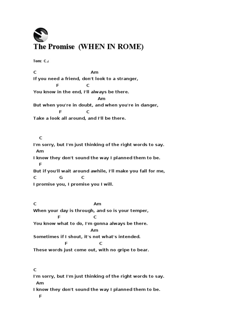Tradução - When In Rome The Promise 