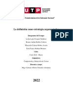 La Definición Como Estrategia Argumentativa: "Año Del Fortalecimiento de La Soberanía Nacional"