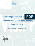 Cambridge Secondary Checkpoint Mathematics (1112) Mark Scheme Part1: 2022-2015
