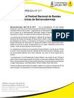 Boletin de Prensa No. 277 de 2017