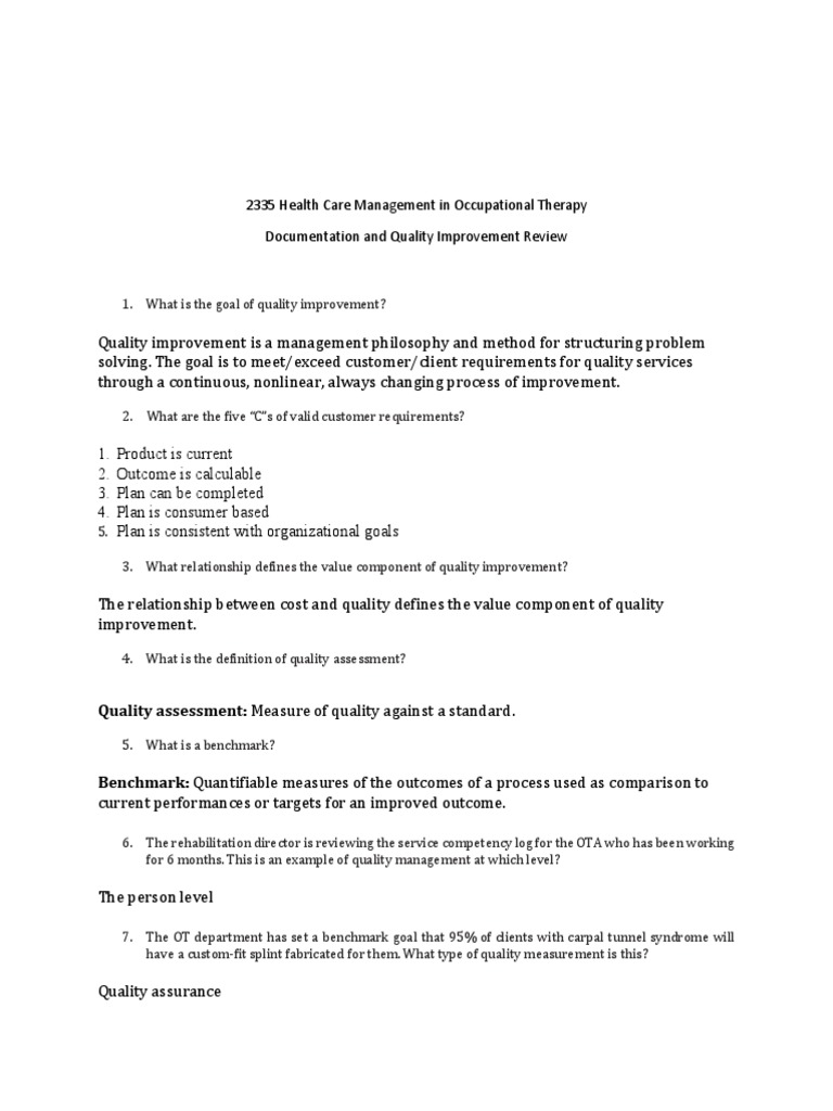 Week 12 Documentation and Quality Improvement Review | PDF ...