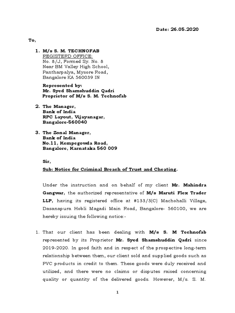 Legal Notice | PDF | Cheque | Banks