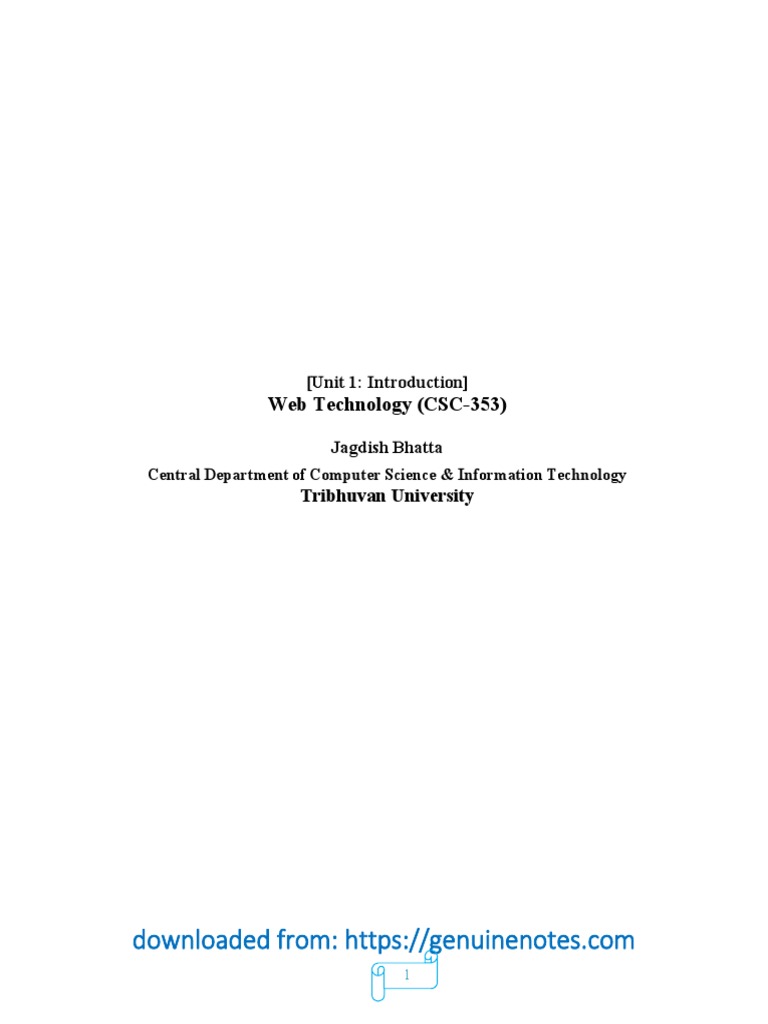 Web Technology (CSC-353) : Tribhuvan University | PDF | World Wide Web ...
