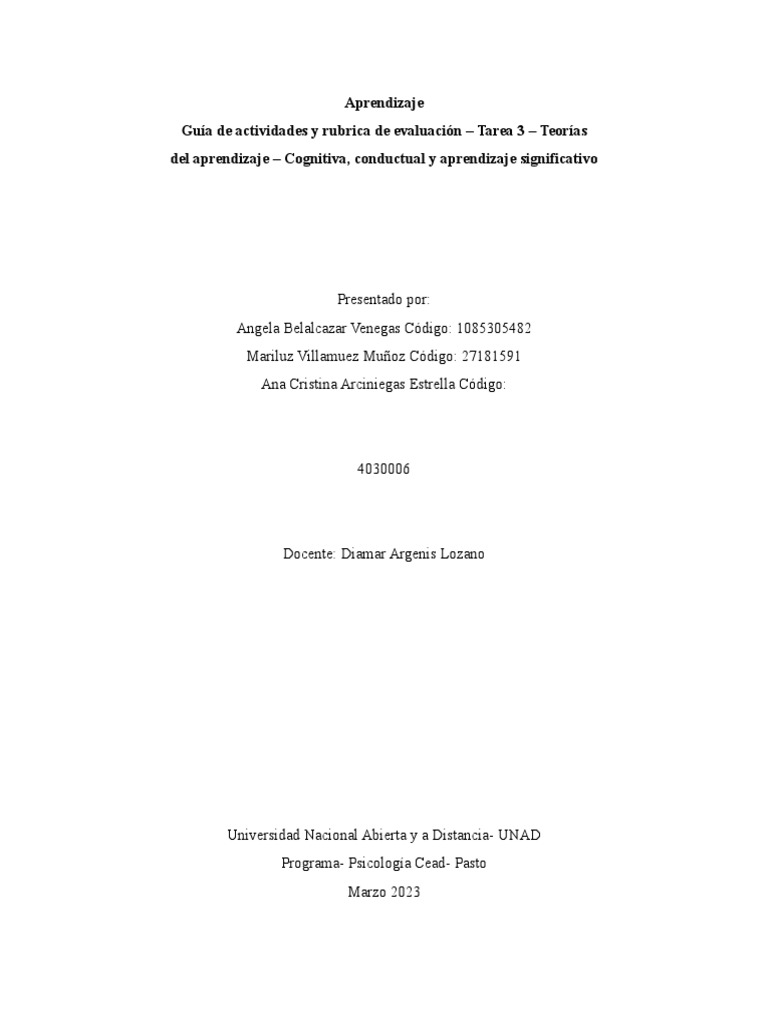 Teorías del Aprendizaje: Guía y Evaluación | PDF | Aprendizaje | Memoria