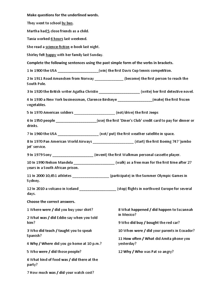 Past Simple-Present Simple | PDF | Sports & Recreation | Travel