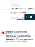 PEG 417 Petroleum Economics and Legislation: Spring Semester 2023
