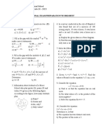 Math Grade 10 Final Exam Preparation Worksheet